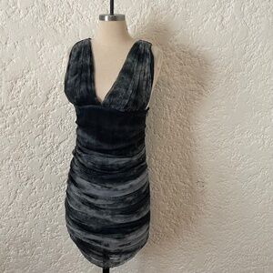 Gestuz V Neck Sleeveless Rouched Mini Dress Size 40 (US Small ) Black + Gray